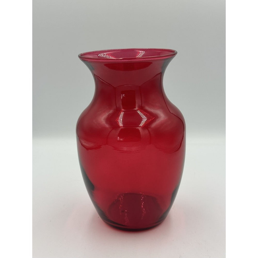 Red Seamless Handblown Large Vase.